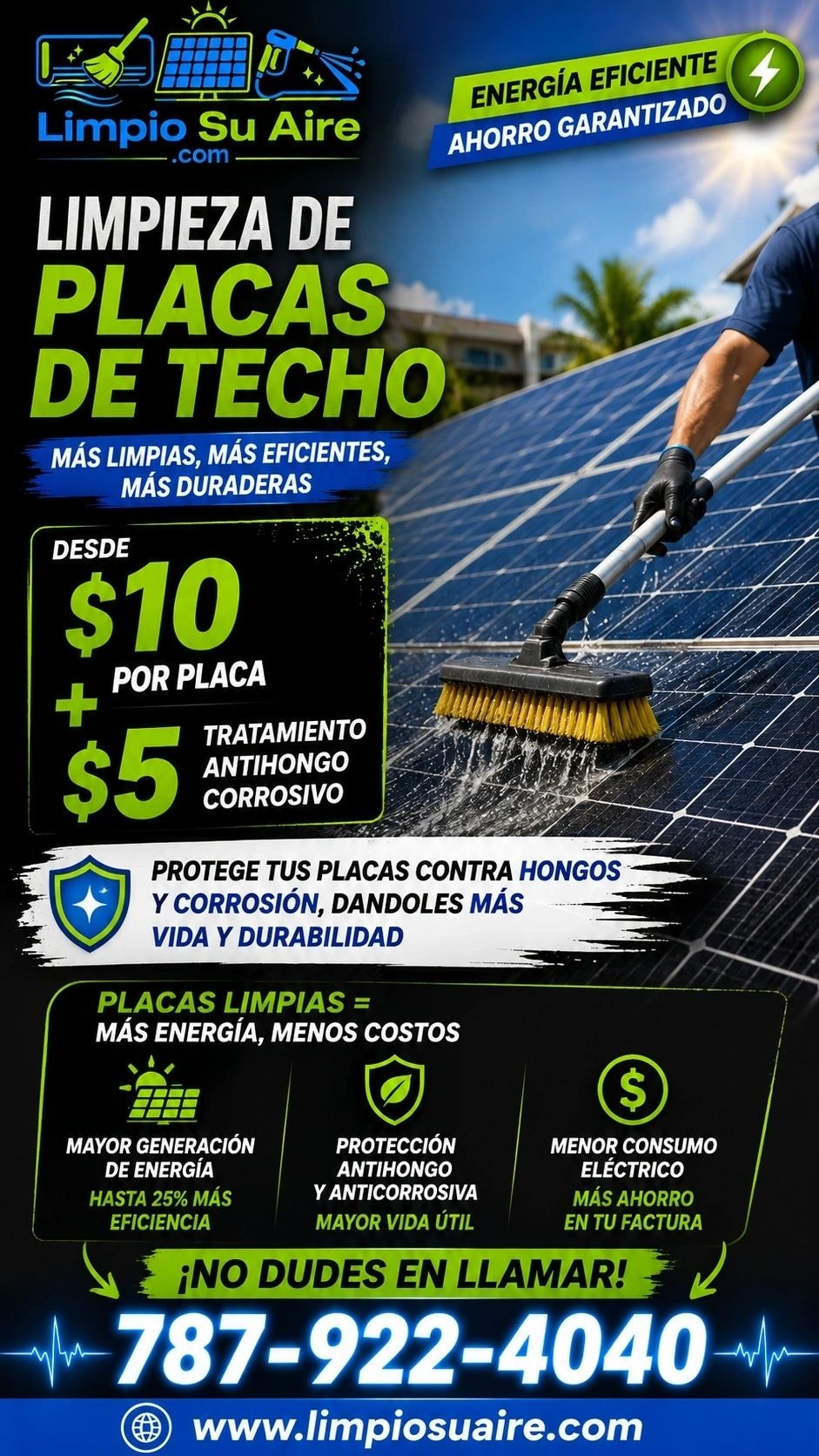 Promoción limpieza de paneles solares